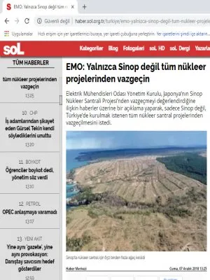 EMO: YALNIZCA SİNOP DEĞİL TÜM NÜKLEER PROJELERİNDEN VAZGEÇİN (HABER.SOL.ORG.TR)