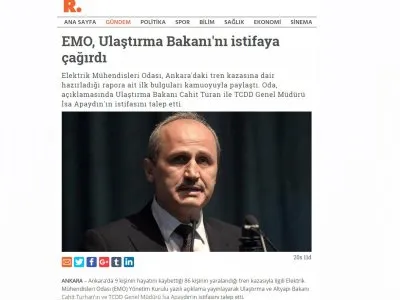 EMO, ULAŞTIRMA BAKANI`NI İSTİFAYA ÇAĞIRDI (GAZETEDUVAR.COM.TR)