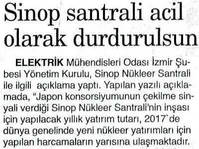 SİNOP SANTRALİ ACİL OLARAK DURDURULSUN (9 EYLÜL)