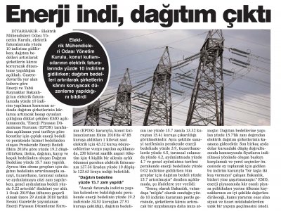 ENERJİ İNDİ, DAĞITIM ÇIKTI (DİYARBAKIR YENİGÜN)
