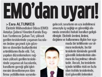 EMO`DAN UYARI! (AKDENİZ MANŞET - 24.01.2019)