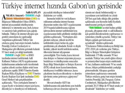 TÜRKİYE İNTERNET`TE GABONUN GERİSİNDE (ANAYURT GAZETESİ)