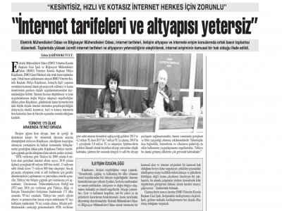 `İNTERNET TARİFELERİ VE ALTYAPISI YETERSİZ` (BAŞKENT GAZETESİ)