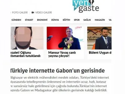 TÜRKİYE İNTERNETTE GABONUN GERİSİNDE (YENİGASTE.COM)