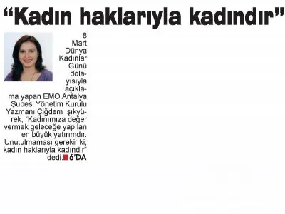 KADIN HAKLARI İLE KADINDIR (ANTALYA SON HABER - 08.03.2019)