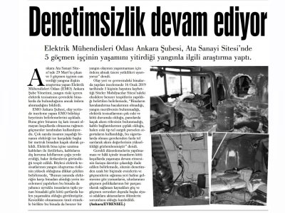 DENETİMSİZLİK DEVAM EDİYOR (GÜNLÜK EVRENSEL, 01.04.2019)