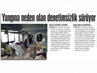 YANGINA NEDEN OLAN DENETİMSİZLİK SÜRÜYOR (GÜNLÜK EVRENSEL, 01.04.2019)