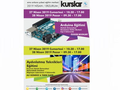EMO ERZURUM TEMSİLCİLİĞİMİZDE ARDUINO VE AYDINLATMA TEKNİKLERİ EĞİTİMİ DÜZENLENECEK