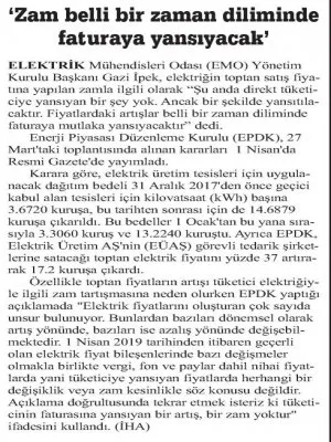 `ZAM BELLİ BİR ZAMAN DİLİMİNDE FATURAYA YANSIYACAK` (GÜNEYDOĞU EKSPRES)