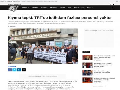 KIYIMA TEPKİ: TRTDE İSTİHDAM FAZLASI PERSONEL YOKTUR (16PUNTO.COM)
