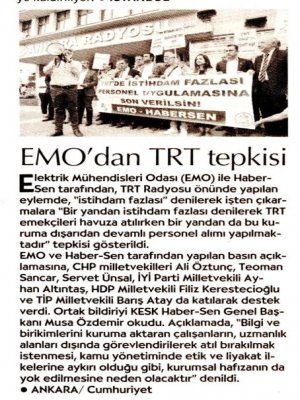 EMODAN TRT TEPKİSİ (CUMHURİYET)