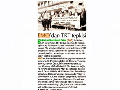 EMO`DAN TRT TEPKİSİ (CUMHURİYET, 24.05.2019)