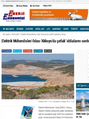 ELEKTRİK MÜHENDİSLERİ ODASI `AKKUYU`DA ÇATLAK` İDDİALARINI SORDU (ENERJİEKONOMİSİ.COM)