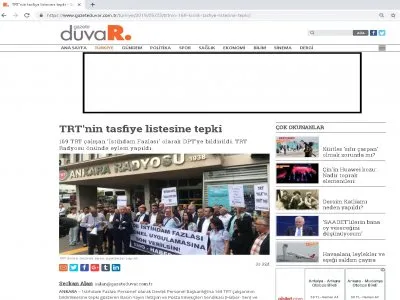 TRT`NİN TASFİYE LİSTESİNE TEPKİ (GAZETEDUVAR.COM.TR)