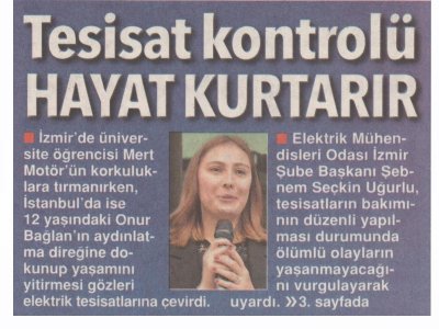 TESİSAT KONTROLÜ HAYAT KURTARIR (HÜRRİYET İZMİR EGE)