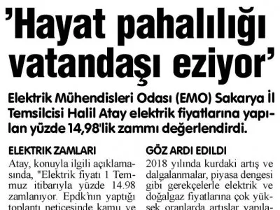 SAKARYA HALK:HAYAT PAHALILIĞI VATANDAŞI EZİYOR‘