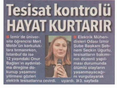 TESİSAT KONTROLÜ HAYAT KURTARIR (HÜRRİYET İZMİR EGE)
