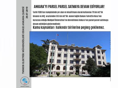 ANKARAYI PARSEL PARSEL SATMAYA DEVAM EDİYORLAR!