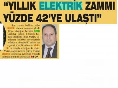 YILLIK ELEKTRİK ZAMMI YÜZDE 42 YE ULAŞTI (ANTALYA SON HABER-03.07.2019)