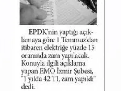 ELEKTRİK ARTIK YÜZDE 15 DAHA PAHALI (AYDIN MANŞET)
