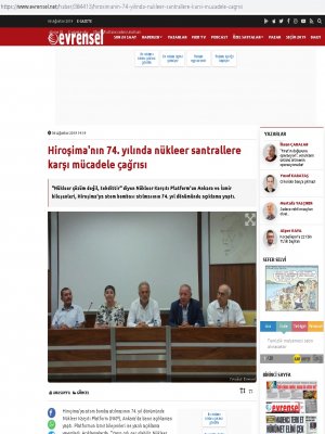 HİROŞİMA`NIN 74. YILINDA NÜKLEER SANTRALLERE KARŞI MÜCADELE ÇAĞRISI (EVRENSEL.NET)