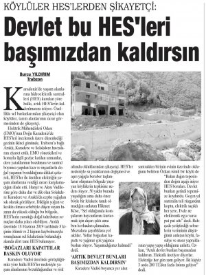DEVLET HES`LERİ BAŞIMIZDAN KALDIRSIN (GÜNLÜK EVRENSEL)