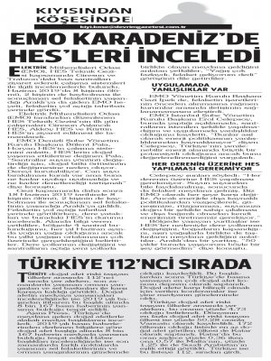EMO KARADENİZDE HESLERİ İNCELEDİ (DEVRİM GAZETESİ)