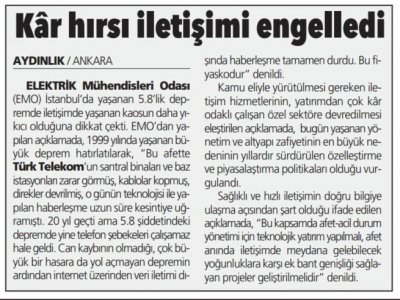 KAR HIRSI İLETİŞİMİ ENGELLEDİ (AYDINLIK)