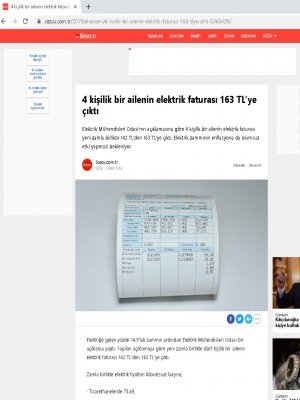 4 KİŞİLİK BİR AİLENİN ELEKTRİK FATURASI 163 TLYE ÇIKTI (SOZCU.COM.TR)