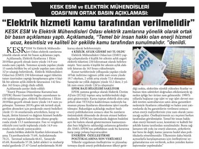 ELEKTRİK HİZMETİ KAMU TARAFINDAN VERİLMELİDİR (YENİ HABER)