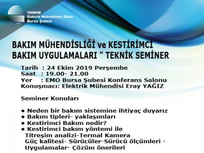 BAKIM MÜHENDİSLİĞİ VE KESTİRİMCİ BAKIM UYGULAMALARI ` TEKNİK SEMİNER