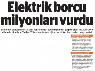 ELEKTRİK BORCU MİLYONLARI VURDU (BİRGÜN)