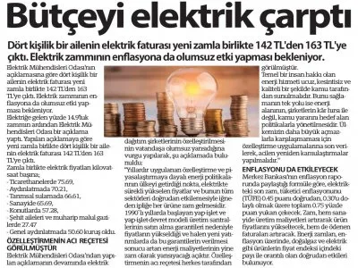 BÜTÇEYİ ELEKTRİK ÇARPTI (BİZİM SAKARYA)