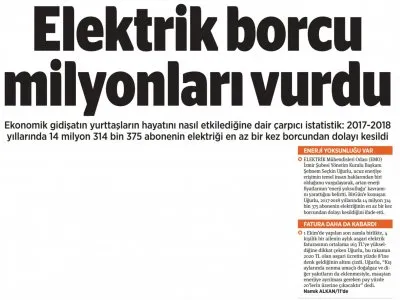 ELEKTRİK BORCU MİLYONLARI VURDU (BİRGÜN)