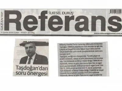 GAZİANTEP MİLLETVEKİLİ SAYIN TAŞDOĞAN`A TEŞEKKÜR