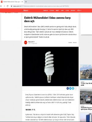 ELEKTRİK MÜHENDİSLERİ ODASI ZAMMA KARŞI DAVA AÇTI (SOZCU.COM.TR)