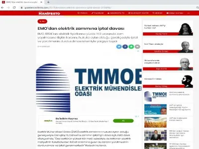EMO`DAN ELEKTRİK ZAMMINA İPTAL DAVASI (GAZETEMANİFESTO.COM)