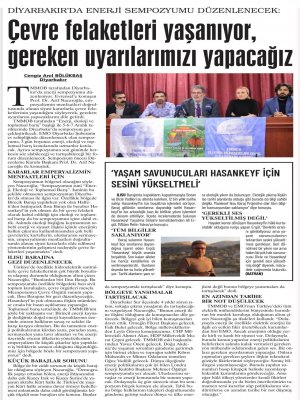 `ÇEVRE FELAKETLERİ YAŞANIYOR, GEREKEN UYARILARI YAPACAĞIZ` (EVRENSEL)