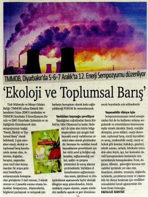 EKOLOJİ VE TOPLUMSAL BARIŞ (YENİ YAŞAM)