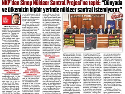 NKP`DEN SİNOP NÜKLEER SANTRAL PROJESİ`NE TEPKİ: `DÜNYADA VE ÜLKEMİZİN HİÇBİR YERİNDE NÜKLEER SANTRAL İSTEMİYORUZ` (ZAFER)