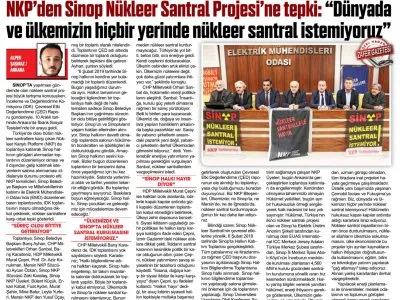 NKP`DEN SİNOP NÜKLEER SANTRAL PROJESİ`NE TEPKİ: `DÜNYADA VE ÜLKEMİZİN HİÇBİR YERİNDE NÜKLEER SANTRAL İSTEMİYORUZ` (ZAFER)