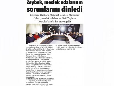 ZEYBEK, MESLEK ODALARININ SORUNLARINI DİNLEDİ (KOCATEPE, 13.01.2020)
