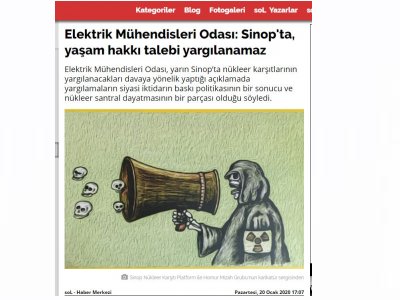 ELEKTRİK MÜHENDİSLERİ ODASI: SİNOP`TA, YAŞAM HAKKI TALEBİ YARGILANAMAZ (HABER.SOL.ORG.TR)