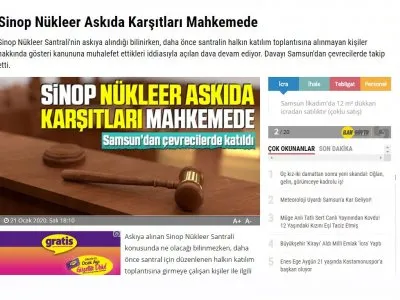 SİNOP NÜKLEER ASKIDA KARŞITLARI MAHKEMEDE (HEDEFHALK.COM)
