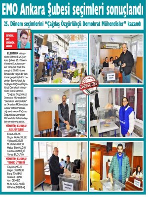 EMO ANKARA ŞUBESİ SEÇİMLERİ SONUÇLANDI (ZAFER GAZETESİ)