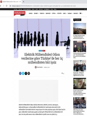ELEKTRİK MÜHENDİSLERİ ODASI VERİLERİNE GÖRE TÜRKİYEDE HER ÜÇ MÜHENDİSTEN BİRİ İŞSİZ (MEDYASCOPE.TV)