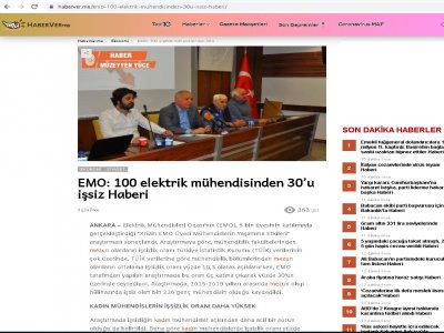 EMO: 100 ELEKTRİK MÜHENDİSİNDEN 30U İŞSİZ HABERİ (HABERVER.ME)