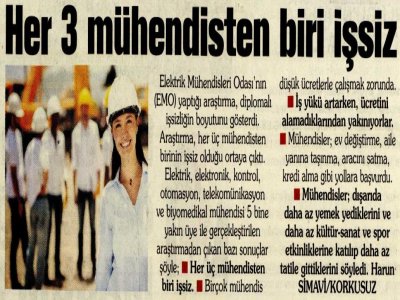 HER 3 MÜHENDİSTEN BİRİ İŞSİZ (KORKUSUZ)