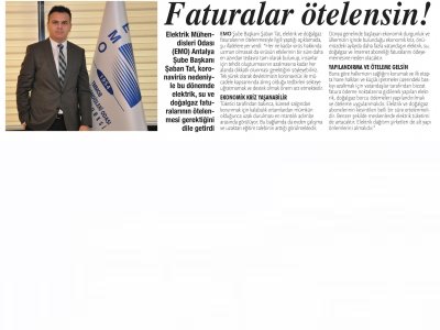 FATURALAR ÖTELENSİN (ANTALYA VATAN - 23.03.2020)