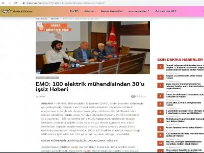 EMO: 100 ELEKTRİK MÜHENDİSİNDEN 30U İŞSİZ HABERİ (HABERVER.ME)